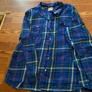 Old Navy Women’s Blue Plaid Shirt Size XXL